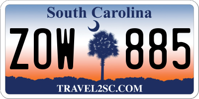 SC license plate ZOW885