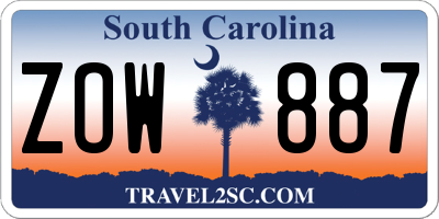 SC license plate ZOW887
