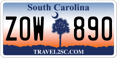 SC license plate ZOW890