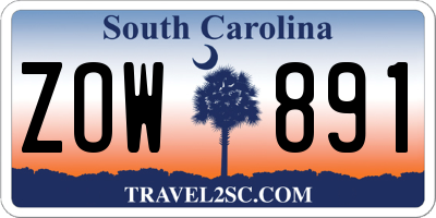 SC license plate ZOW891