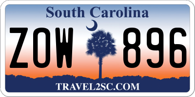 SC license plate ZOW896