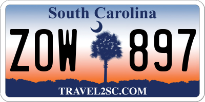SC license plate ZOW897