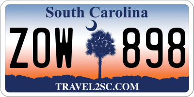 SC license plate ZOW898