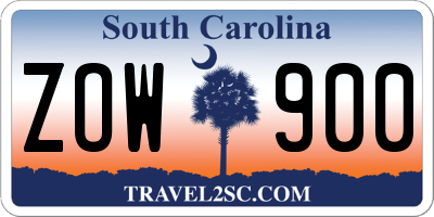 SC license plate ZOW900