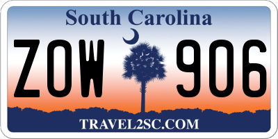 SC license plate ZOW906