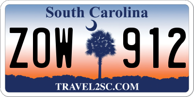 SC license plate ZOW912