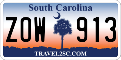 SC license plate ZOW913