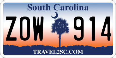 SC license plate ZOW914