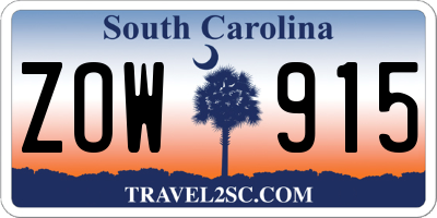 SC license plate ZOW915
