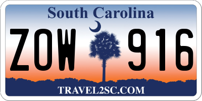 SC license plate ZOW916