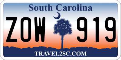 SC license plate ZOW919