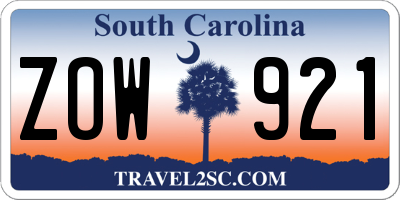 SC license plate ZOW921