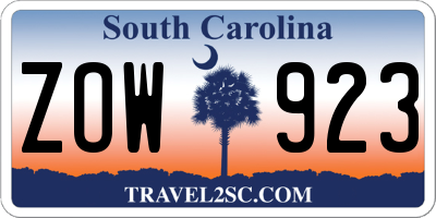 SC license plate ZOW923