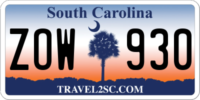 SC license plate ZOW930