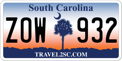 SC license plate ZOW932