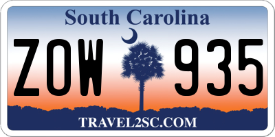 SC license plate ZOW935