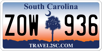 SC license plate ZOW936