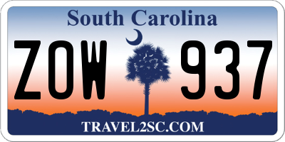 SC license plate ZOW937