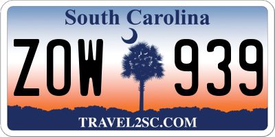 SC license plate ZOW939