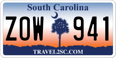 SC license plate ZOW941