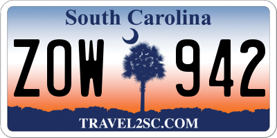 SC license plate ZOW942