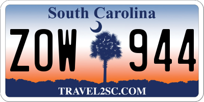 SC license plate ZOW944