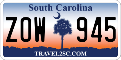 SC license plate ZOW945