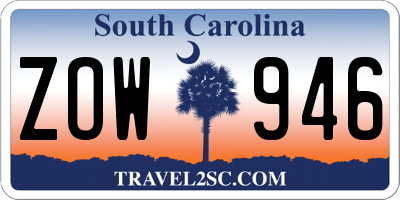 SC license plate ZOW946