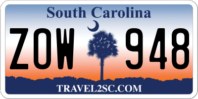 SC license plate ZOW948