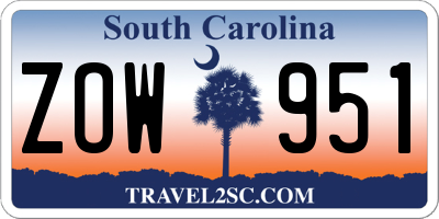 SC license plate ZOW951