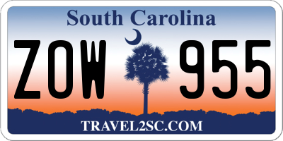 SC license plate ZOW955