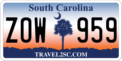 SC license plate ZOW959