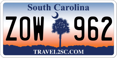 SC license plate ZOW962