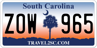 SC license plate ZOW965