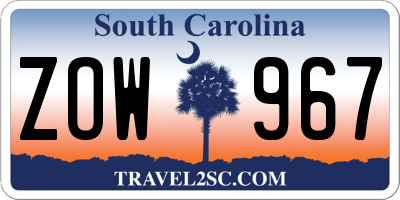 SC license plate ZOW967