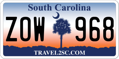 SC license plate ZOW968