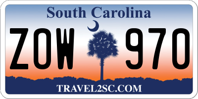 SC license plate ZOW970
