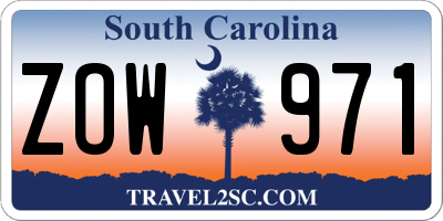 SC license plate ZOW971