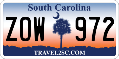 SC license plate ZOW972