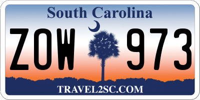 SC license plate ZOW973