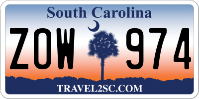SC license plate ZOW974