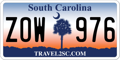 SC license plate ZOW976