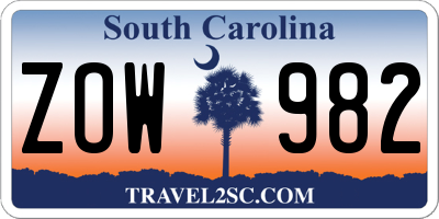 SC license plate ZOW982
