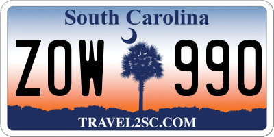 SC license plate ZOW990