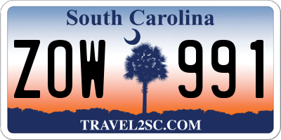 SC license plate ZOW991