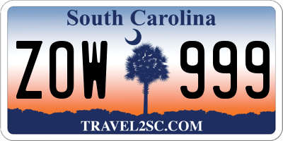 SC license plate ZOW999