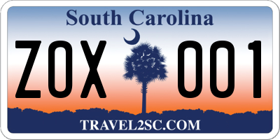 SC license plate ZOX001