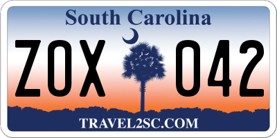 SC license plate ZOX042