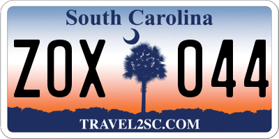 SC license plate ZOX044