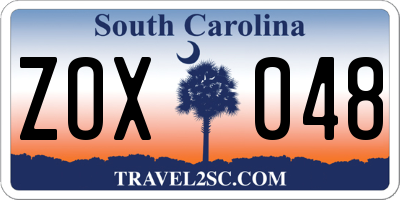 SC license plate ZOX048